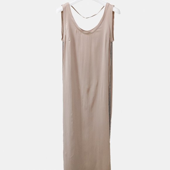 Brunello Cucinelli Nude Silk Monili Bead Maxi Dress - Picture 1 of 14